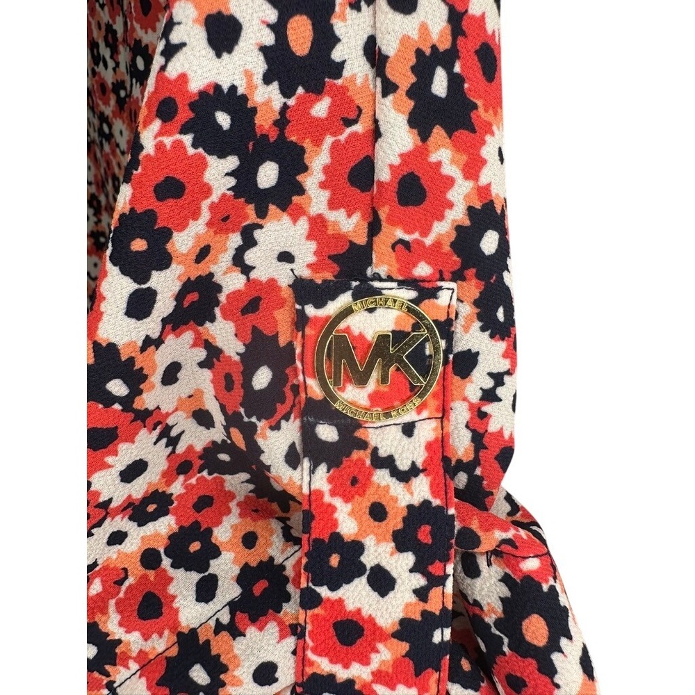 Michael Kors Floral Print Smocked Waist 3/4 Sleeve Blouse Top. NWT - Picture 2 of 10